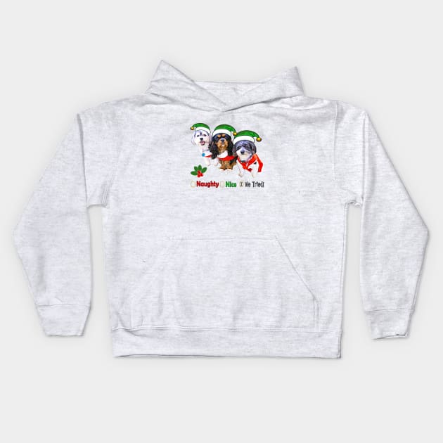 Naughty or Nice Dog Holiday Gifts Kids Hoodie by THE Dog Designs